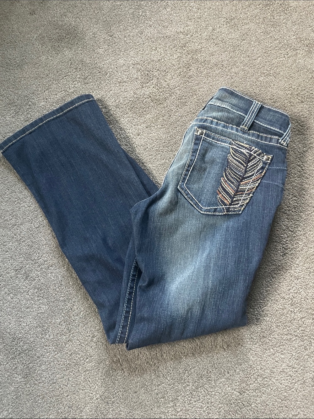 Ariat Women's Dark Blue Bootcut Jeans with Embroidered Pocket Detail
